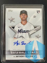 Anthony Bender RC 2022 Topps Series 1 Baseball Stars Auto #BSA-ABE Marlins
